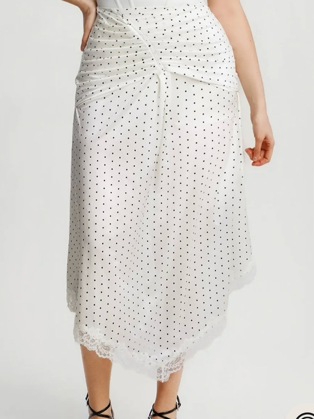 Popilush Shapewear Asymmetric Ruched Lace Midi Skirt NWT size L